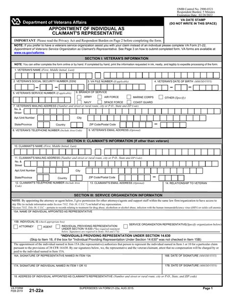 Va Form 21 22a Download Fillable Pdf Or Fill Online Appointment Of