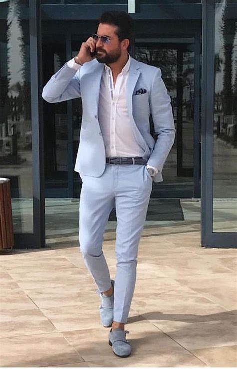 Men Suits Wedding Suits 2 Piece Groom Wear Light Blue One | Etsy
