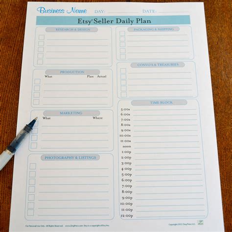 Etsy Seller Organizer Daily Planner 1 Printable Immediate Etsy