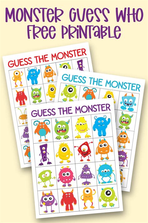 Speech Therapy Monsters Guessing Game Language Printable Off