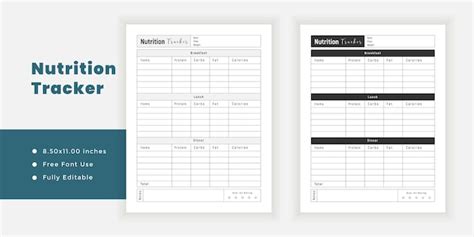 Nutrition tracker journal und minimalistische planer vorlagen für