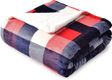 Sochow Sherpa Plaid Fleece Throw Blanket Double Sided Super Soft