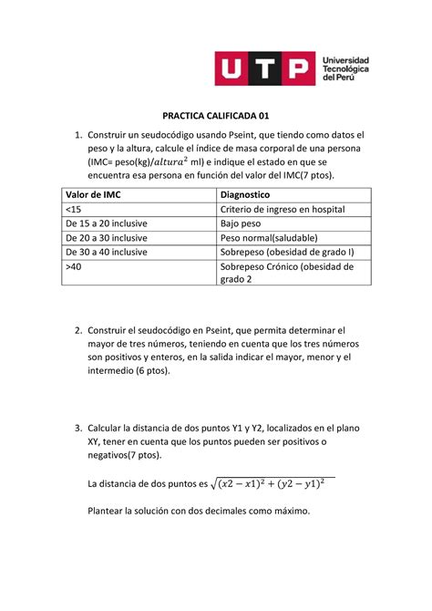 Practica Calificada Utp Practica Calificada Construir Un