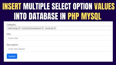 How To Insert Multiple Select Option In Each Row Of MySQL In PHP