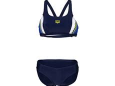 Arena Threefold Bikini New Swim Pro Back 42 Navy Neon Blue White