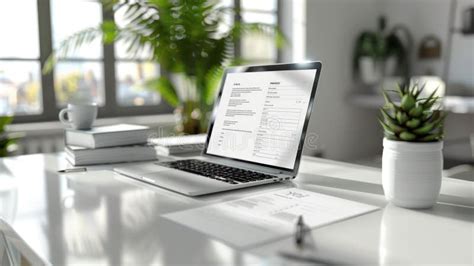 Minimal Workplace With Open Laptop Computer With Coffee Cup And Office