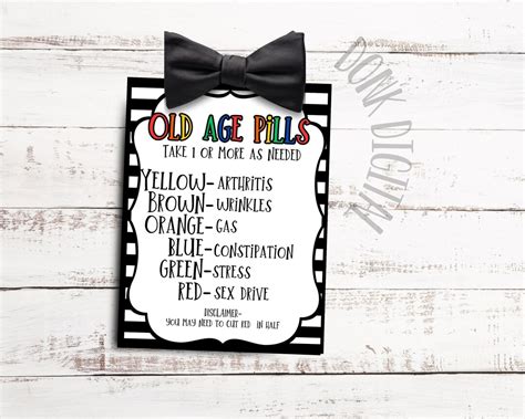 Old Age Pills Tag Printable Over The Hill Birthday Gag T Gag T