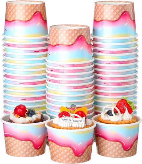 Meekoo 150 Pcs Ice Cream Bowls 10 Oz Ice Cream Cups Paper Ice Cream Bowls Disposable