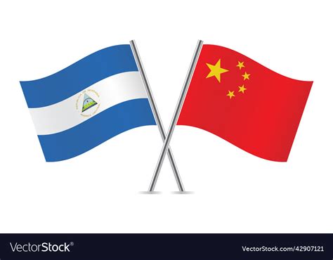 Republic Of Nicaragua And China Crossed Flags Vector Image