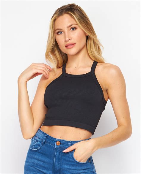 Slt02 Ribbed Halter Neck Crop Top The Clothing Cove