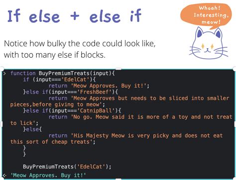 Conditionals In Javascript Meow Erica Madebeykin Tealfeed