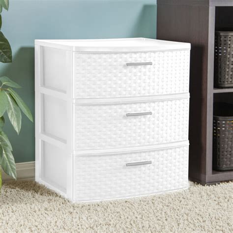 Small Chest Of Drawers 3 Drawer Dresser Bedroom Storage Plastic Rattan