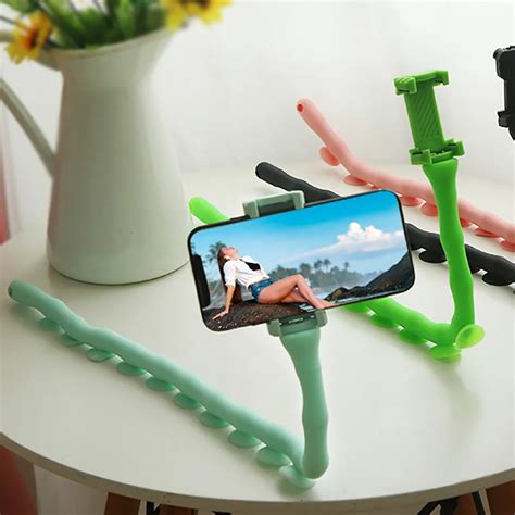 Flexible Cute Worm Lazy Mobile Cell Phone Holder Bed Desktop Bracket