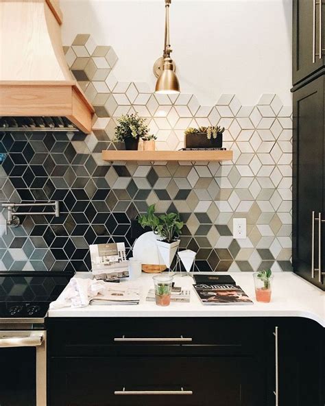 Geometric Ombre Kitchen Tile Geometric Backsplash New Kitchen