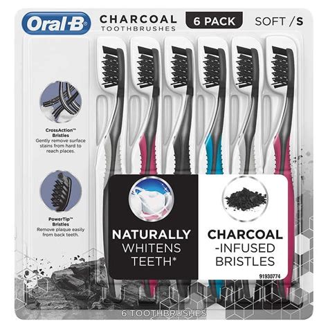 Oral B Charcoal Whitening Therapy Toothbrush Soft 6 Pack