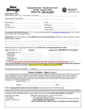 Fillable Online Parade Entry Registration Form Fax Email Print Pdffiller