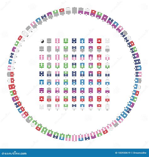 S Mbolos Vectoriales Con Diagrama De Hexagramas De I Ching Ilustraci N