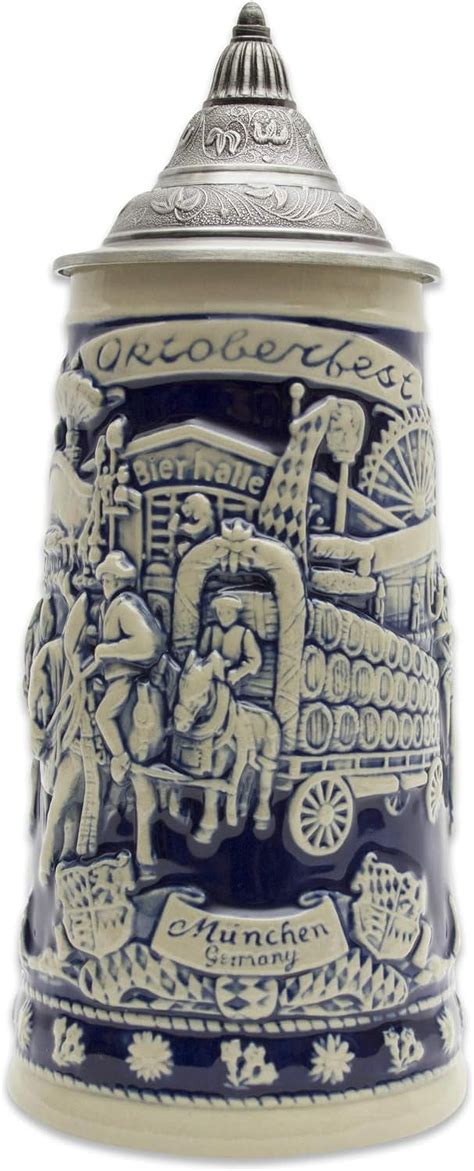 Liter Oktoberfesthaus German Themed Stein Mug With Lid Oktoberfest