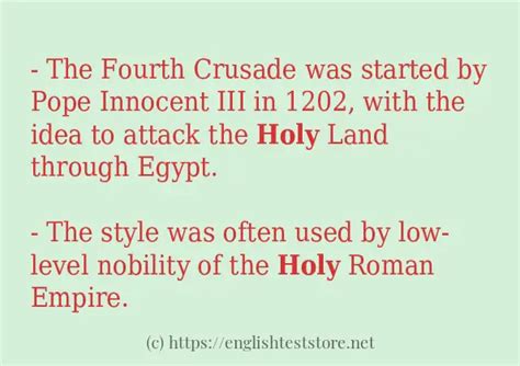 Sentence example of "holy" - EnglishTestStore Blog