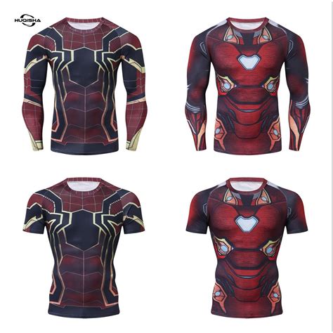 Mens Gym Workout Jogging Sportswear Superhero Spiderman Iron Man 3d