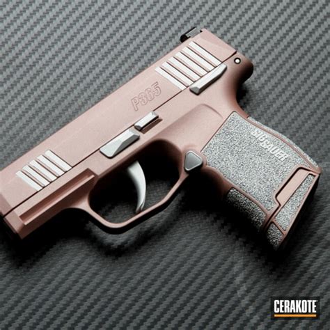 Sig Sauer P365 Cerakoted Using Satin Aluminum And Rose Gold Cerakote