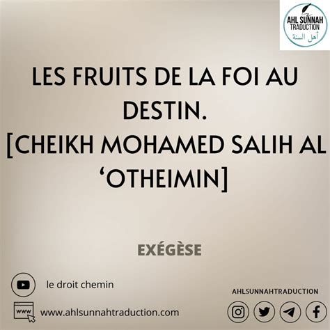 Les Fruits De La Foi Au Destin Ahl Sunnah Traduction