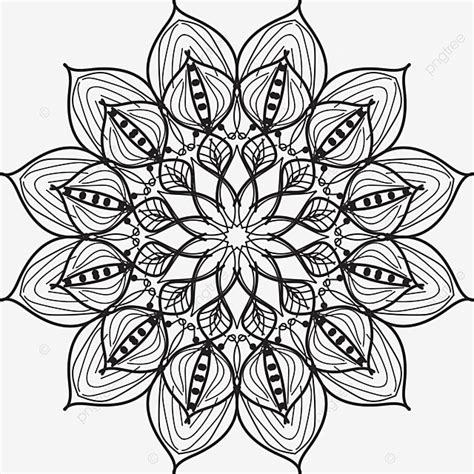 Black Sketch Indian Pattern And White Kaleidoscope Flower Mandala Art