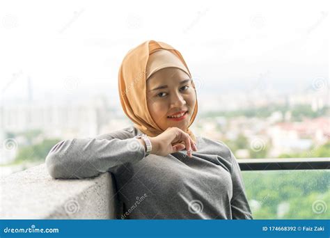 Portraiture of Cute Malay Muslim Wearing Hijab Stock Photo - Image of 