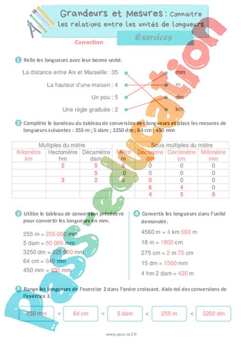 Connaitre Les Relations Entre Les Unit S De Longueurs Exercices De