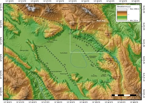 Topography Of The Fucino Intermontane Basin And Surrounding Regions M