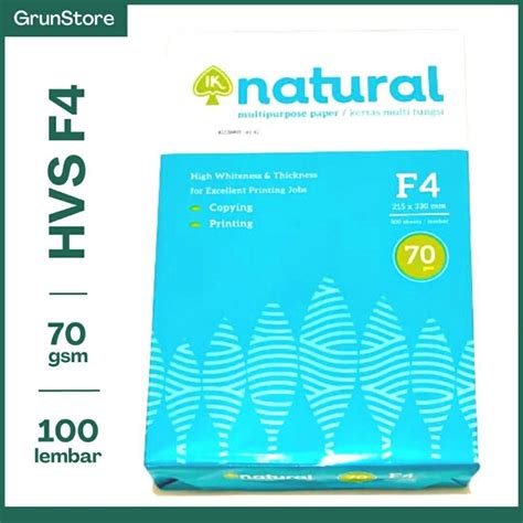 Jual Kertas HVS F4 Natural 70 Gsm 100 Lembar Kertas HVS F4 100 Lembar