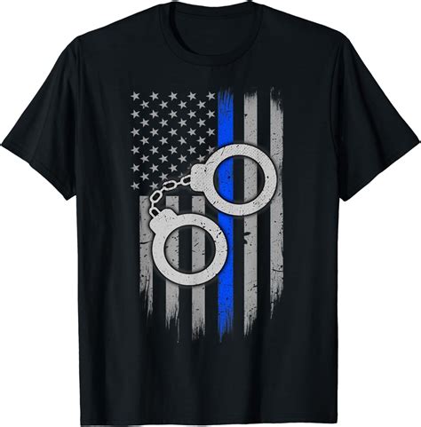 Police Handcuffs Thin Blue Line Flag T Shirt