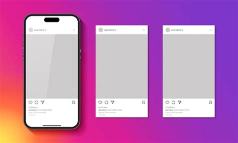 Premium Vector Post Instagram Feed Frame Mockup With Iphone 14 Pro