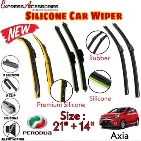 2pcs PERODUA AXIA 3 Sections Boneless Hybrid Silicon Wiper Blade Soft