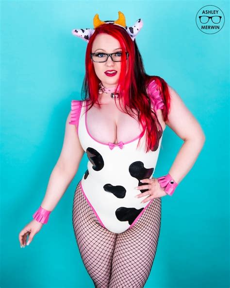 Ashley Merwin Pink Latex Rubber Cow Cosplay A Signed Print Etsy Uk