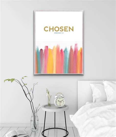 Chosen Colorful Bible Verse Wall Art Uplifing Scripture Art Etsy