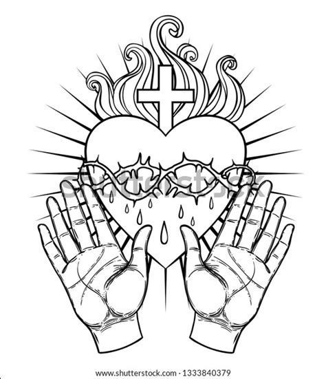 Female Open Hands Around Sacred Heart Stock Vector Royalty Free