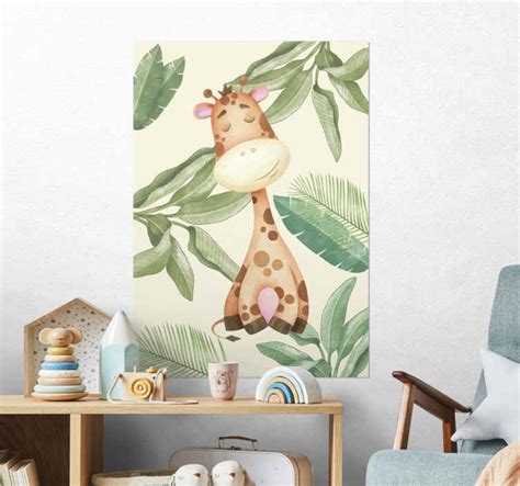 Poster Giraffe Im Dschungel Kinderzimmer TenStickers