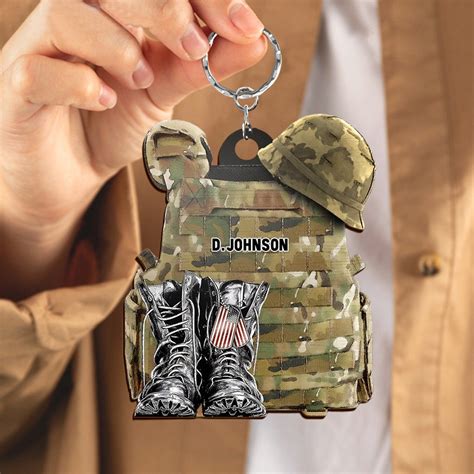 Military Uniform Boots And Hatpersonalized Flat Acrylic Keychain Car