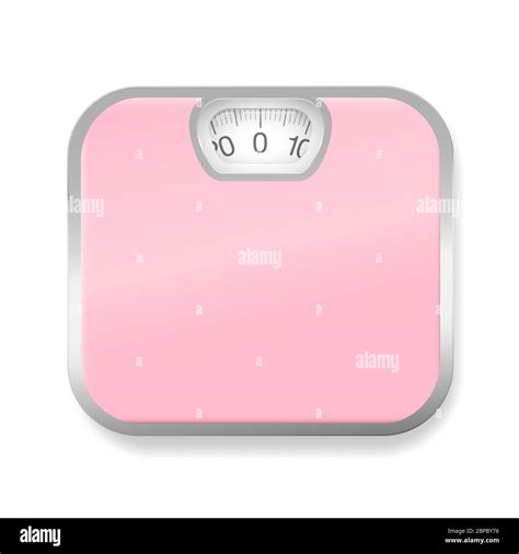 Pink Bathroom Scales With Silver Frame Illustration On White