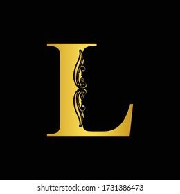 Gold Letter L Vintage Golden Flower Stock Vector Royalty Free