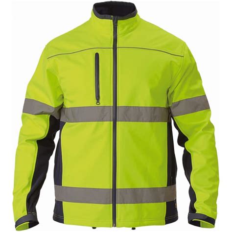 King Gee K55034 Men S Hi Visibility Two Tone Soft Shell Jacket Reflective Tape Polyester