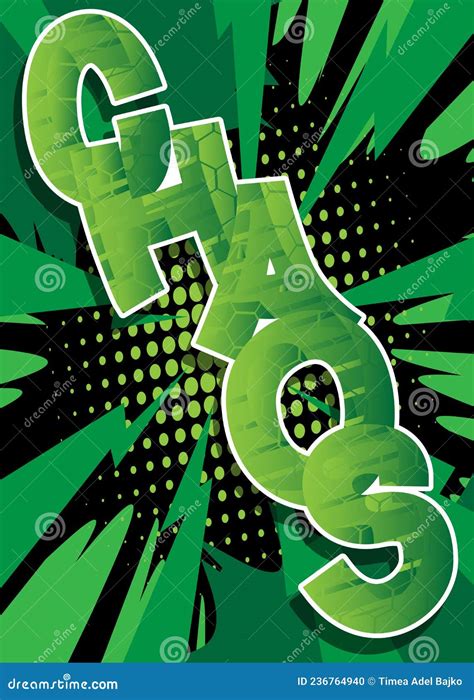 Chaos Comic Book Word Text On Abstract Comics Background Stock Vector