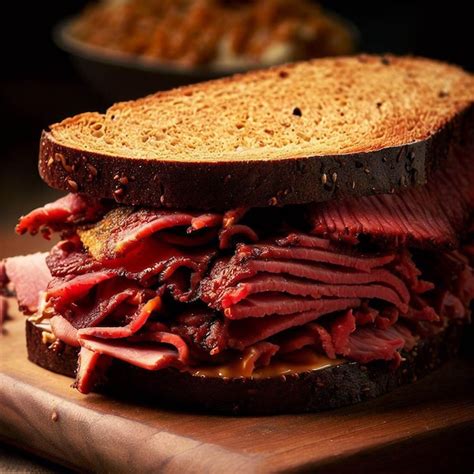 Premium AI Image | Pastrami on rye sandwich