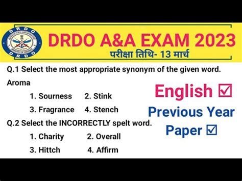 Drdo Ceptam A A Previous Year Paper Drdo English Question Drdo