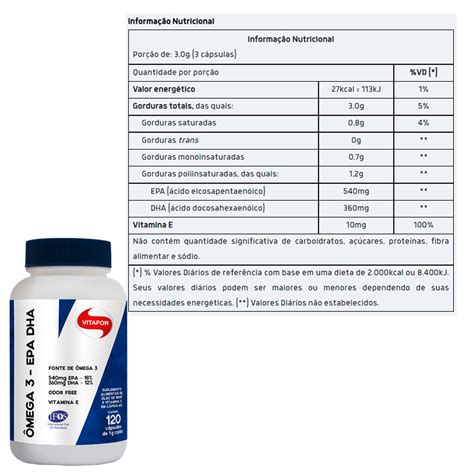 ÔMEGA 3 EPA E DHA 120CAPS VITAFOR Fox Suplementos