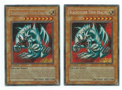 Yugioh 2x Blue Eyes Toon Dragon SRL 000 GERMAN Secret Rare 1st First