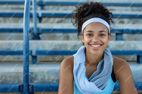 Premium Photo | Smiling female athlete after running training sport ...