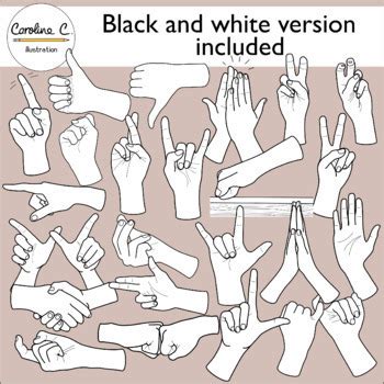 Hand Gestures Clip Art by Caroline C Illustration | TPT