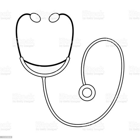 Vector Flat Stethoscope Icon Outline Medical Equipment Line Art Picture